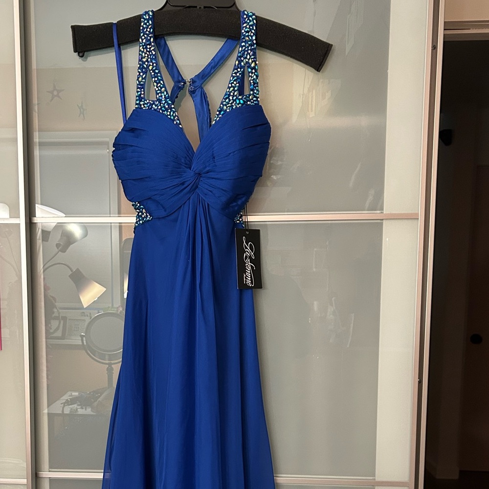Vintage La Femme Royal Blue Dress STYLE NO: 20983 Size 0 NEW WITH TAGS